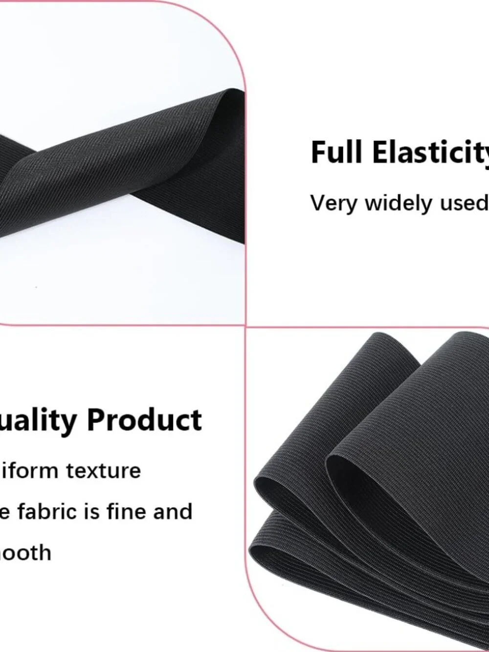 5M 4 Inch Elastic Band Spool Black Heavy Stretch High Elasticity Knit Strap Wide